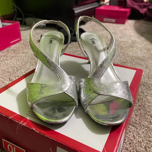 Silver Sequin Heels - Picture 1 of 3